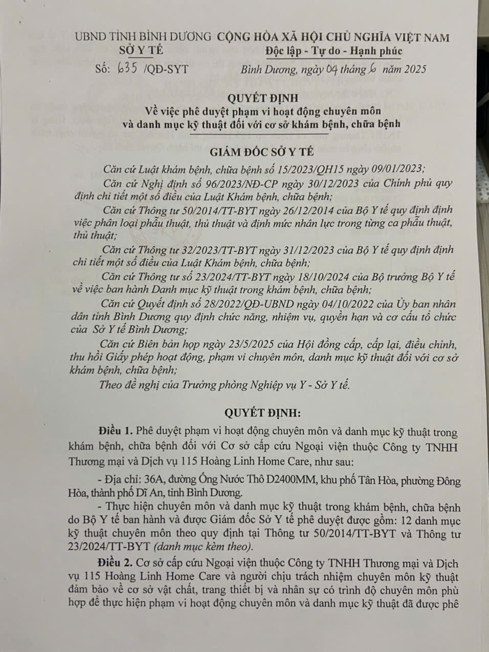 Chứng nhận an toàn dịch vụ cấp cứu